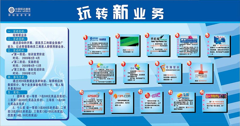 中國移動玩轉(zhuǎn)新業(yè)務(wù)版報矢量圖